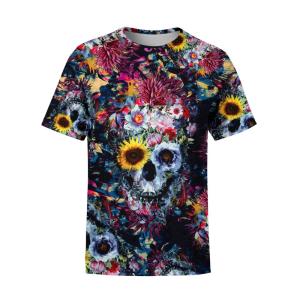Floral Skulls Pattern T-Shirt
